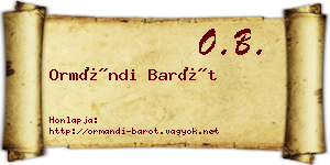 Ormándi Barót névjegykártya